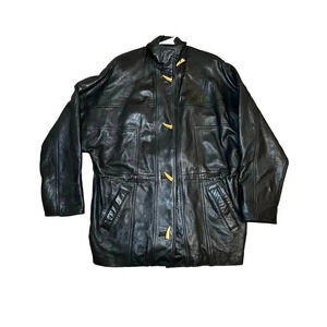 Vintage Colebrook & Co black leather coat, size L.